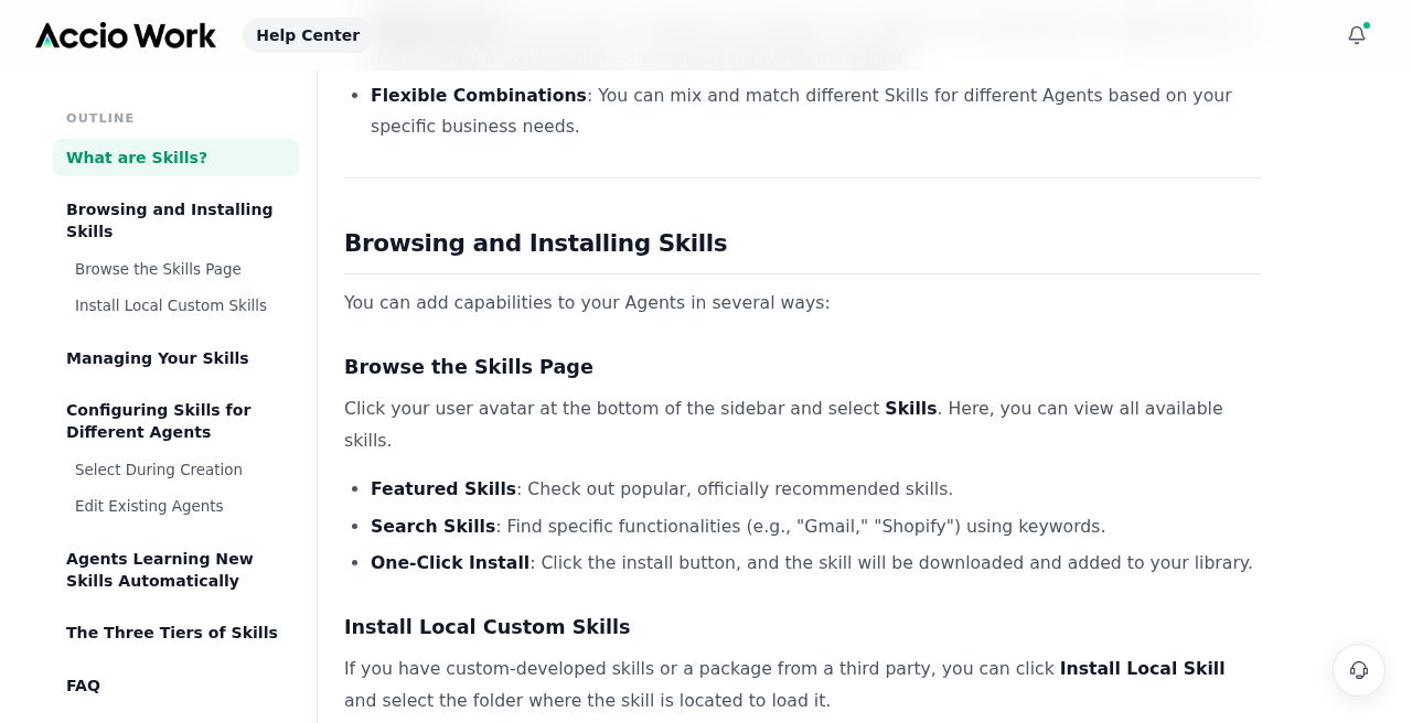 Accio Work Skills browse and install