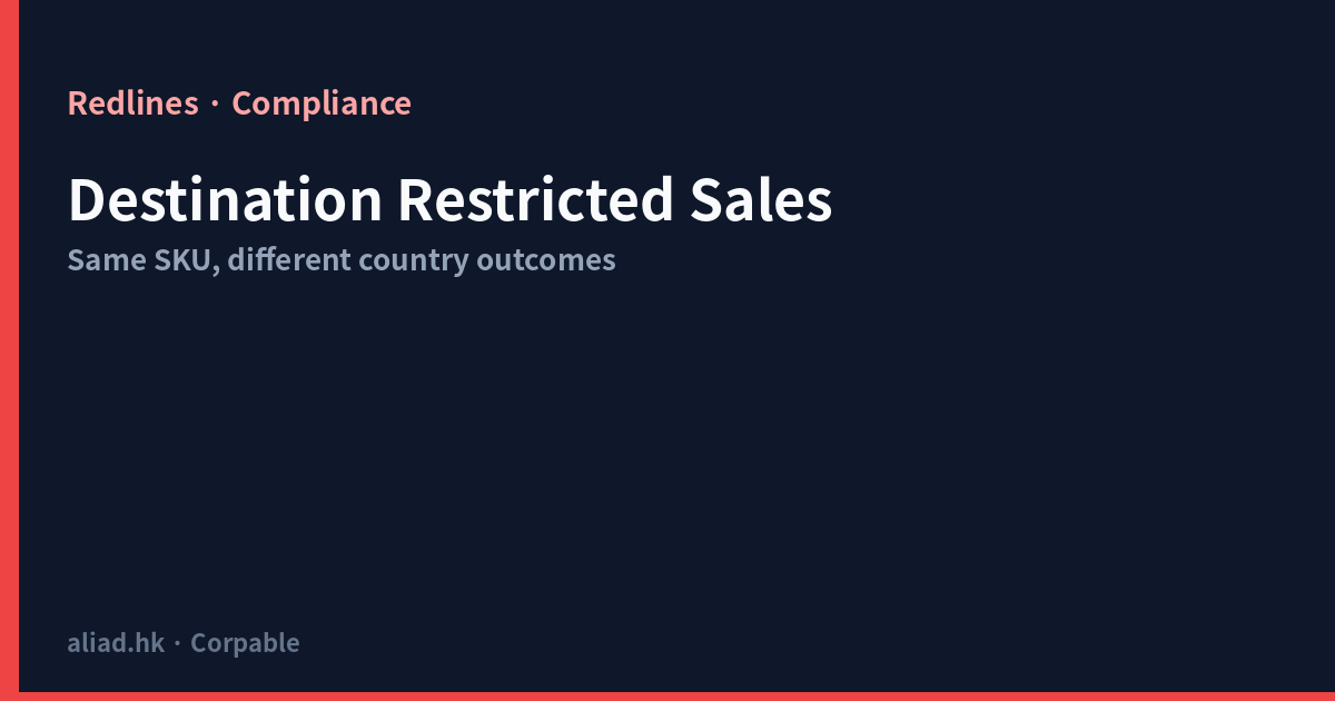 Destination Restricted Sales: Why the Same SKU Passes in Country A but Fails in B (2026) cover